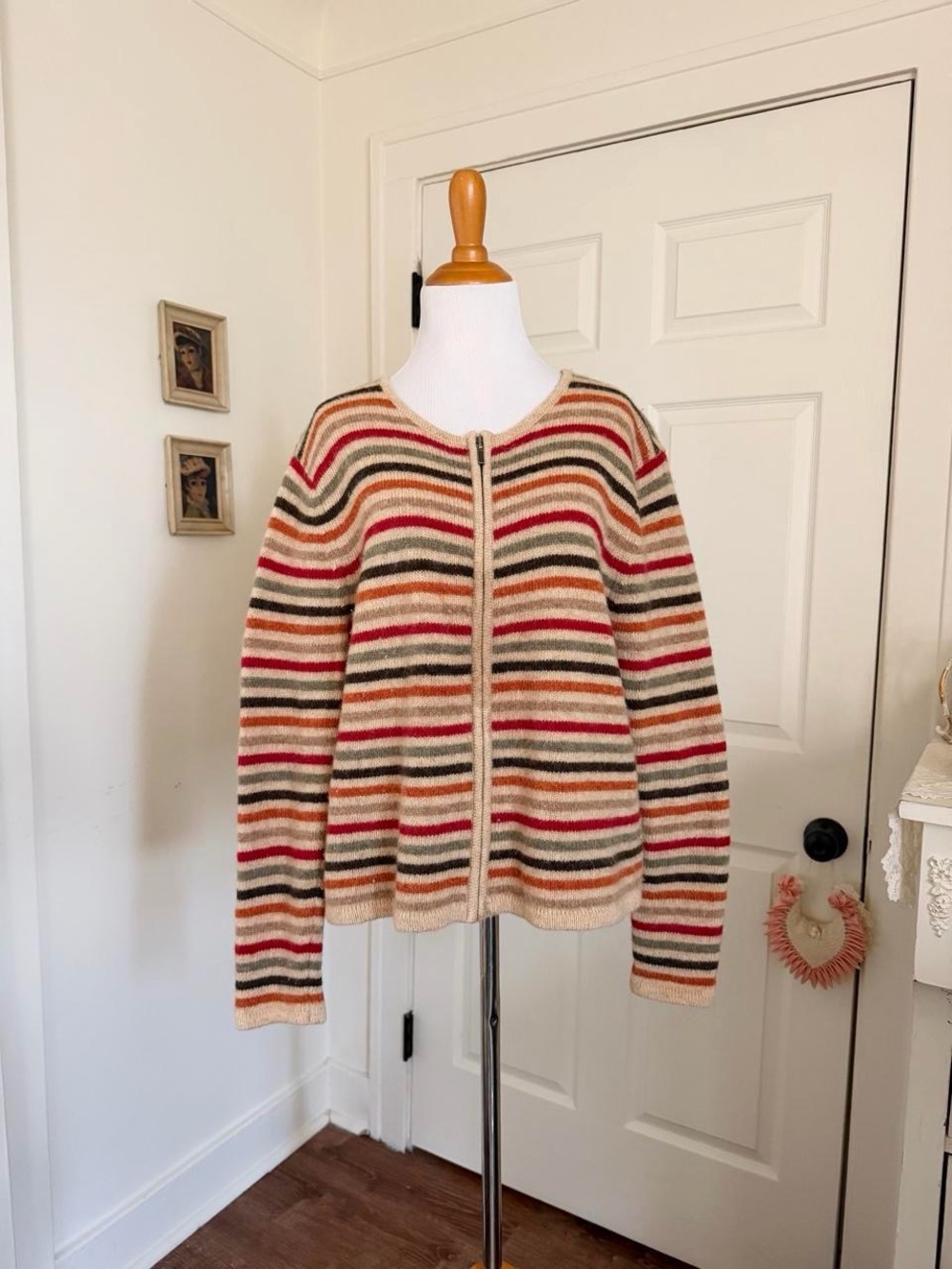 Vintage 1990s Y2K Colorful Rainbow  Striped Pure Wool Sweater